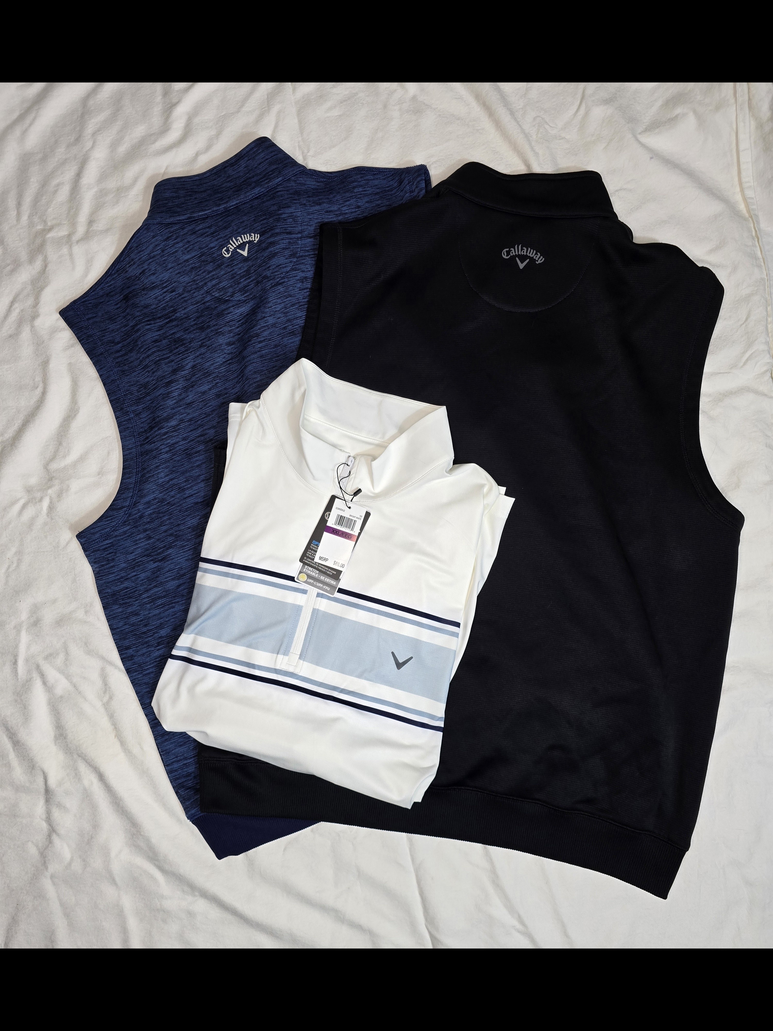 Callaway Lot Of 3 Tops , 2 Used Quater Zip Pullover, 1 Nwt Longsleeved Shirt